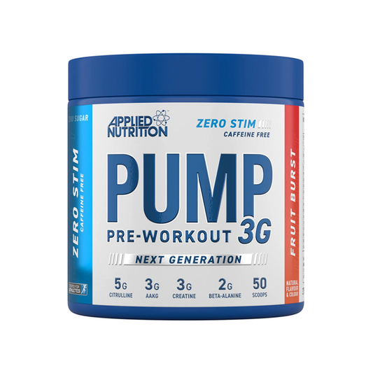 Applied Nutrition - Pump 3G Pre Workout (Zero Caffeine) - Fruit Burst (375g)